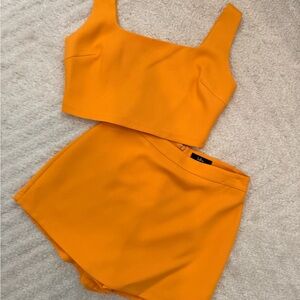 Lulu's Bright Orange Two-Piece Skort Set